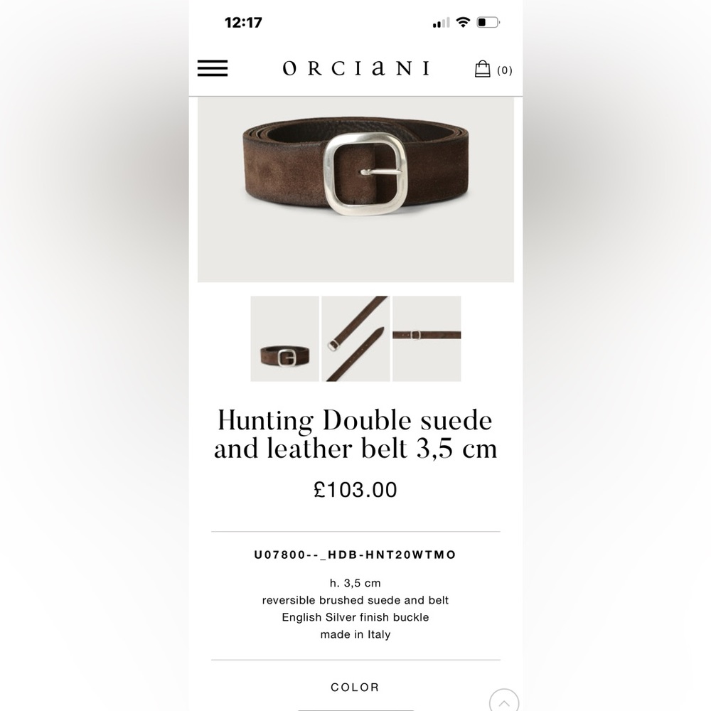 ORCIANI brown and silver hunting double suede and leather belt